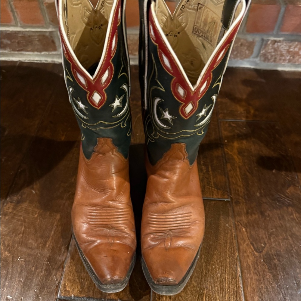 Rare Vintage “Tres Outlaws” Cowboy Men's Western Leather Boots